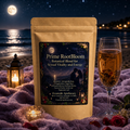 Prime RootBloom Botanical Blend for Sexual Vitality and Energy by Oceanside Apothecary with moonlit romantic label design and ingredients including ashwagandha root, astragalus root, ginger root, schisandra berries, hawthorn berries, beetroot powder, nettle leaf, and peppermint leaf.